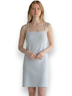 Lulus Criss Cross Rope Strap Ribbed Open Back Mini Dress Ivory Cream Size L